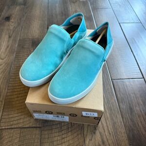 Waco Shoe Company New Saylor Aqua Sea Blue Suede Slip On Sneakers Womens 8.5B